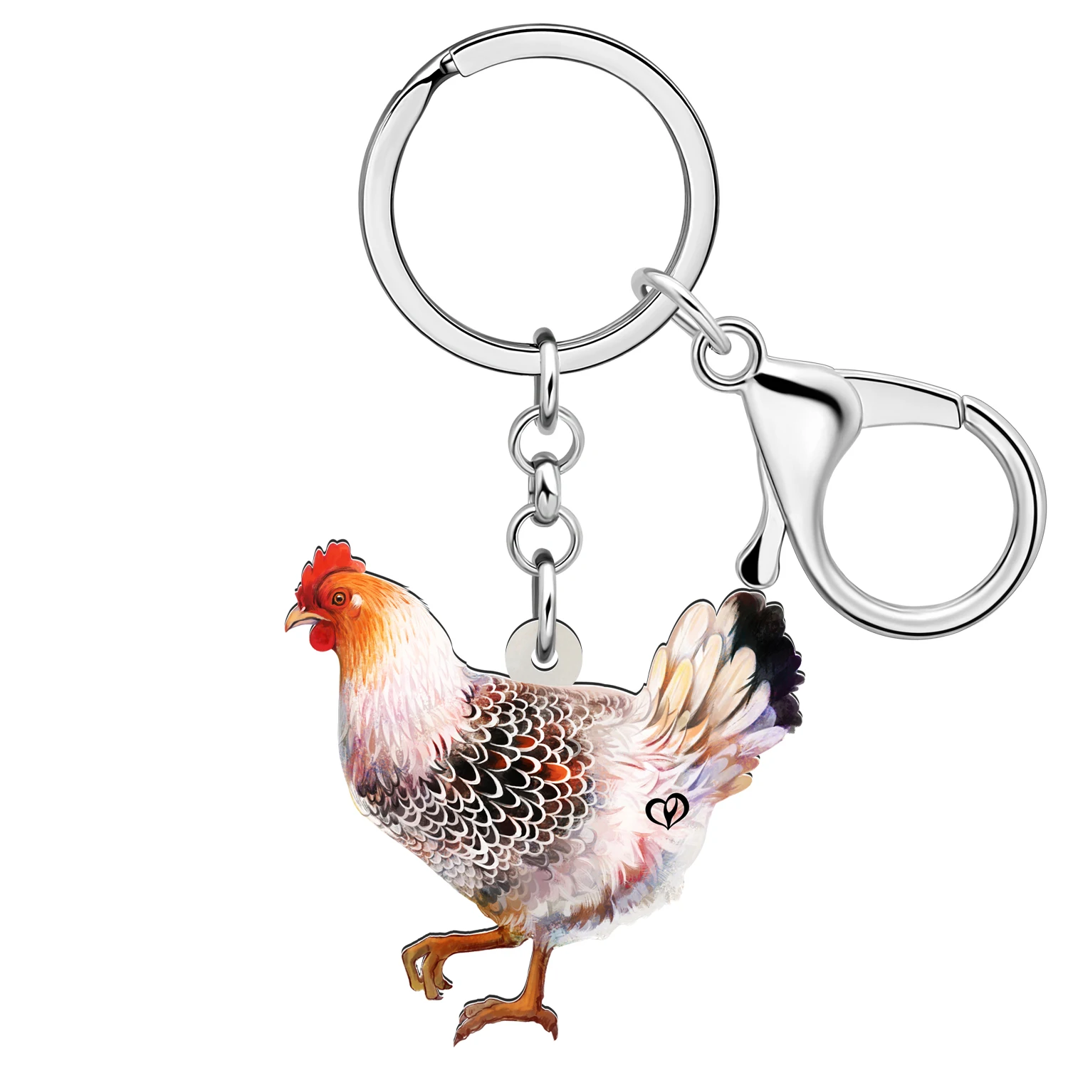 BONSNY Acrylic Hen Chicken Keychians Charm Car Bag Key Chain Farm Animals Key Ring Fashion Jewelry For Women Girls Friend Gifts