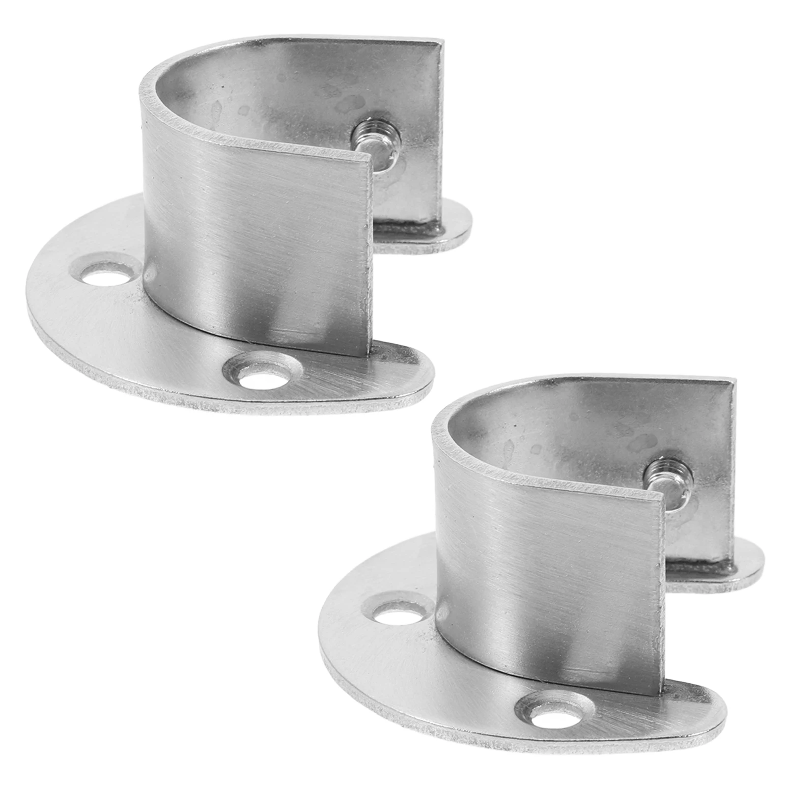 

2Pcs Stainless Steel Closet Rod Brackets Open Flange Design Closet Pole Socket Holder for Clothes Curtain Rod Support
