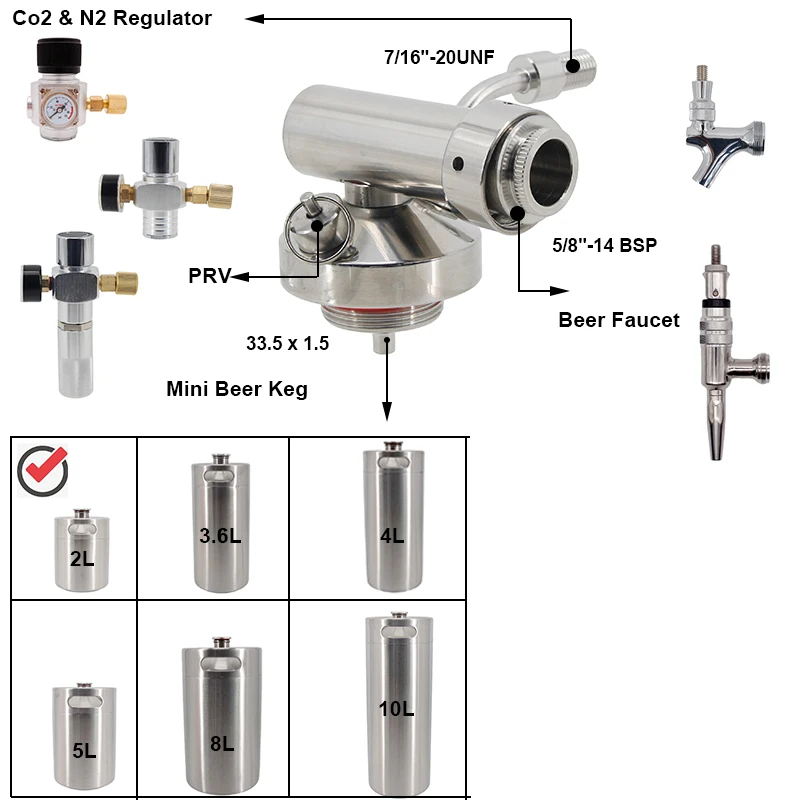 Stainless Mini Beer Keg Growler Spear 5/8\