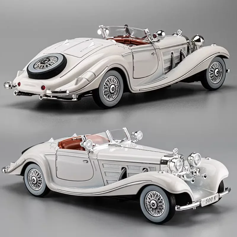 1:24 1936 Benzs 500K Alloy Car Model Diecast Metal Classic Vehicle Car Model Simulation Sound And Light Collection Kids Toy Gift