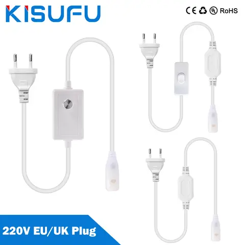 220V 230V COB LED 스트립 10MM 너비 COB LED 스트립 빛에 대 한 스위치/조광기 플러그와 EU/UK 전원 플러그