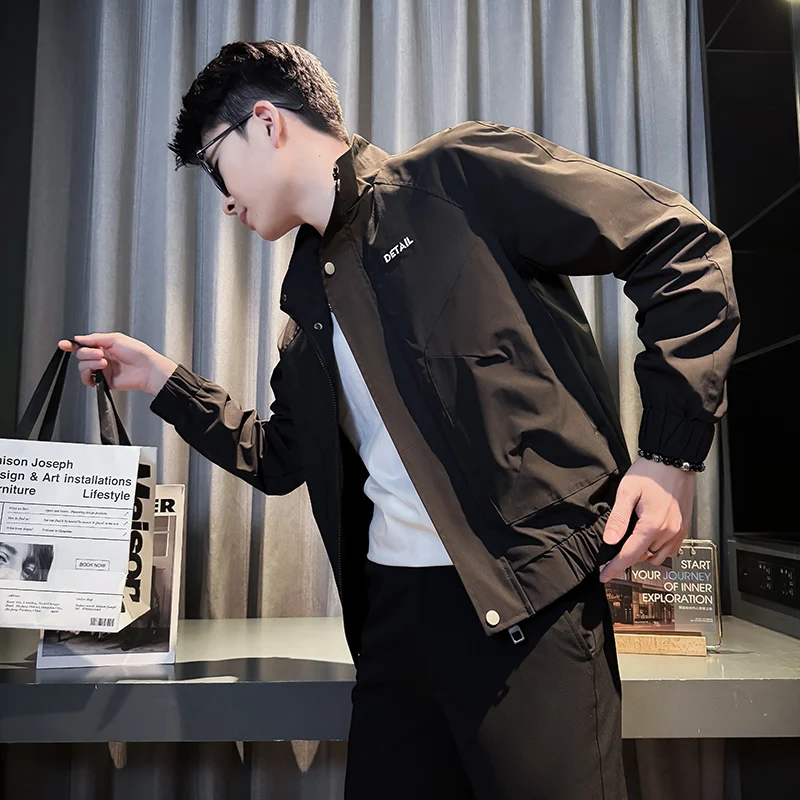 

Мужская повседневная рабочая куртка малого размера для молодежи, весна-осень, модный бренд, универсальная, для невысоких, 55 размер, повседневный топ-рубашка