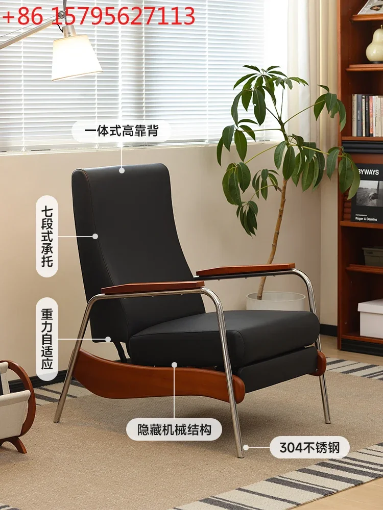 

Nordic retro single sofa recliner living room single foldable recliner lazy chair leisure chair