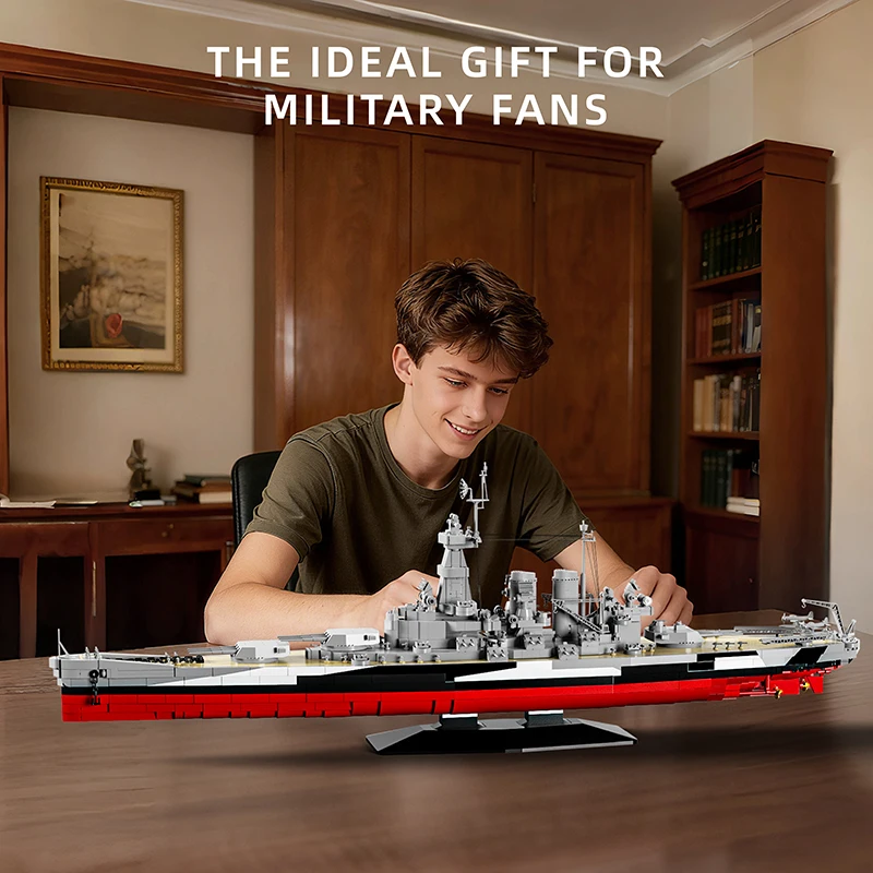 

WW2 Missouri/Bismarck Battleship Building Blocks, 1:300 Missouri Carrier High Difficulty Puzzle Puzzle Block Toy Gift