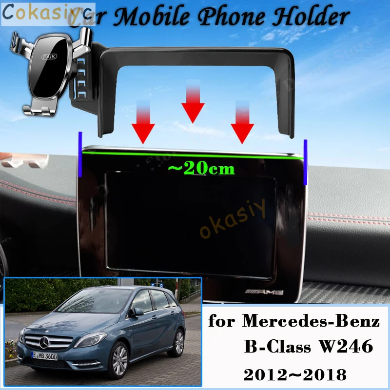 

Автомобильная подставка для мобильного телефона Mercedes-Benz B-Class 220 220d W246 2012 ~ 2018, кронштейн для экрана телефона GPS, Гравитационный держатель, автомобильные аксессуары
