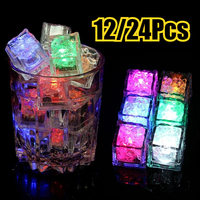 12/24pcs Luminous Ice Cubes Random Colors Luminous Props For Bar Club Drinking Party Wine Decoration Ice Cubes Luminous Toys