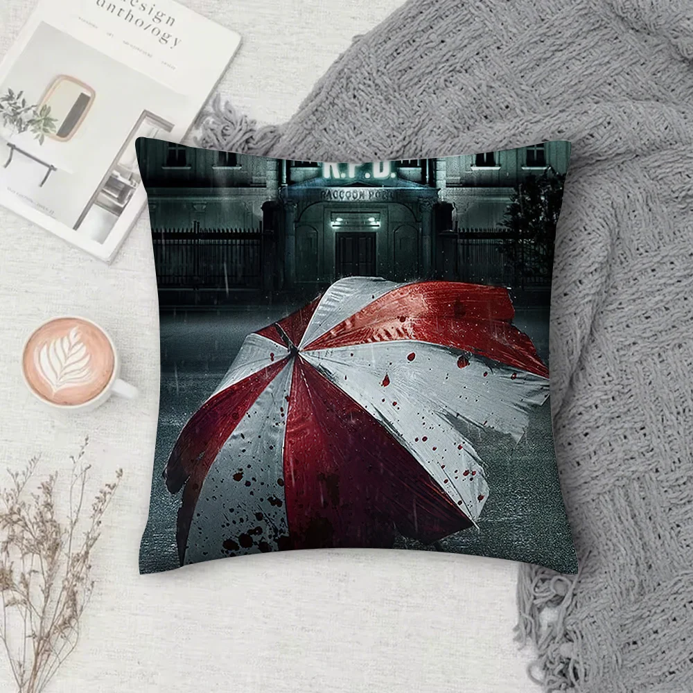 لعبة R-Resident E-Evil U-Umbrella كيس وسادة مربع على الوجهين الطباعة قصيرة أفخم غطاء وسادة أريكة غرفة نوم السرير وسادة #6