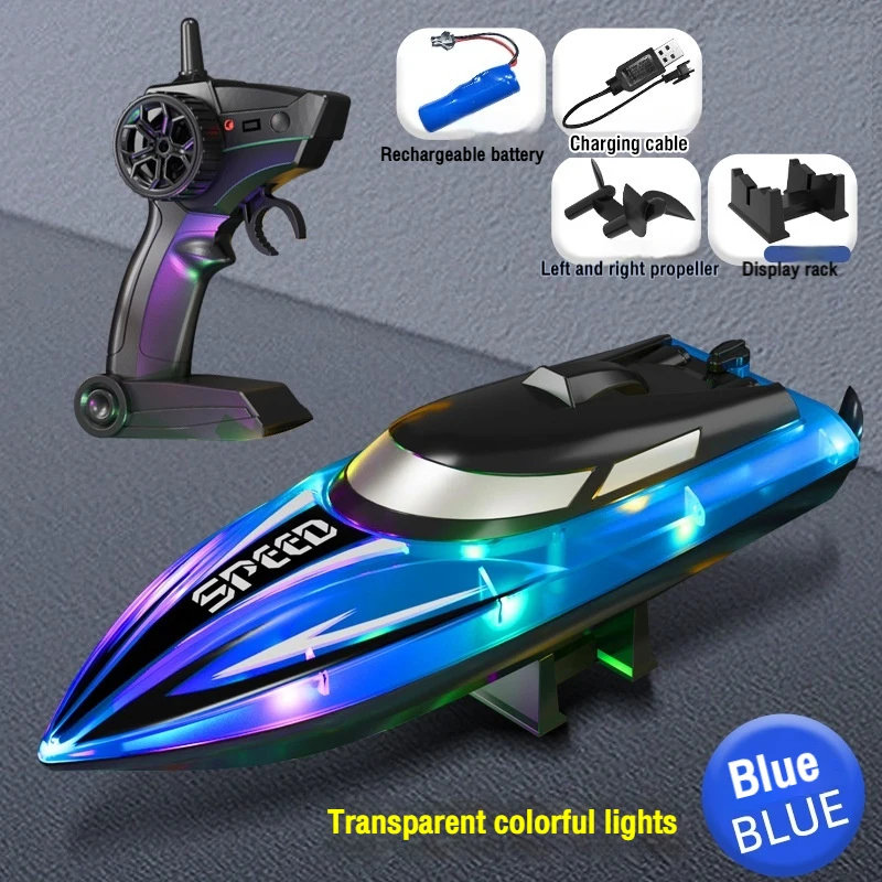 Rc-boot met kleurrijk led-licht Elektrisch hogesnelheidsspeelgoed Waterdicht Racing Afstandsbediening Speedboot Competitief speelgoedjongen Kindercadeau