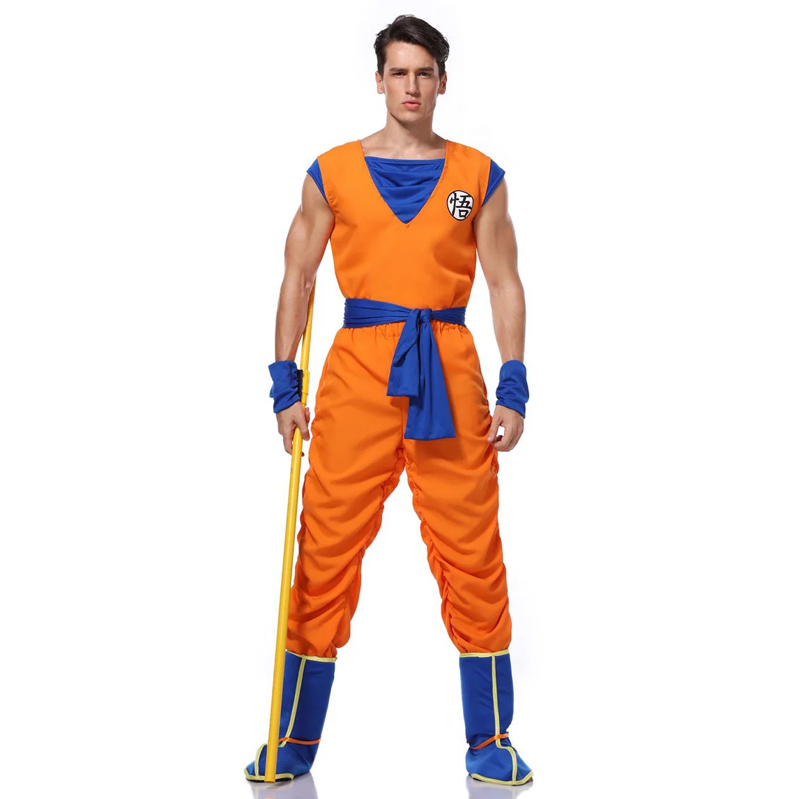 Son Goku Cosplay Set para Homens, Roupa de Halloween, Anime, Legal, Adulto