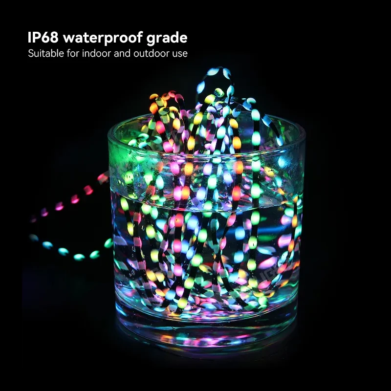 3pin DC5V/12V black LED pixel light string WS2811 RGB programmable light string holiday atmosphere light Christmas light string