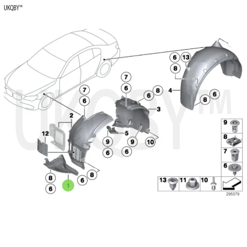 Lower right cover plate of the cover plate, front left side of the wheel cover front component 51757302375 51757302376 517571850