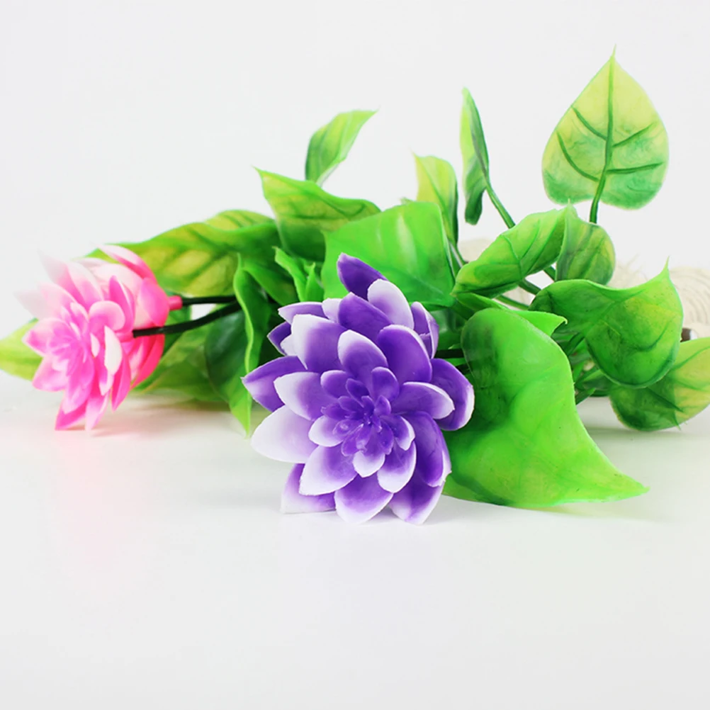 

3pcs Artificial Lotus Aquarium Plants Fish Tank Decorations Lifelike Realistic Design No-Toxic Stable Base Easy Cleaning Mixed