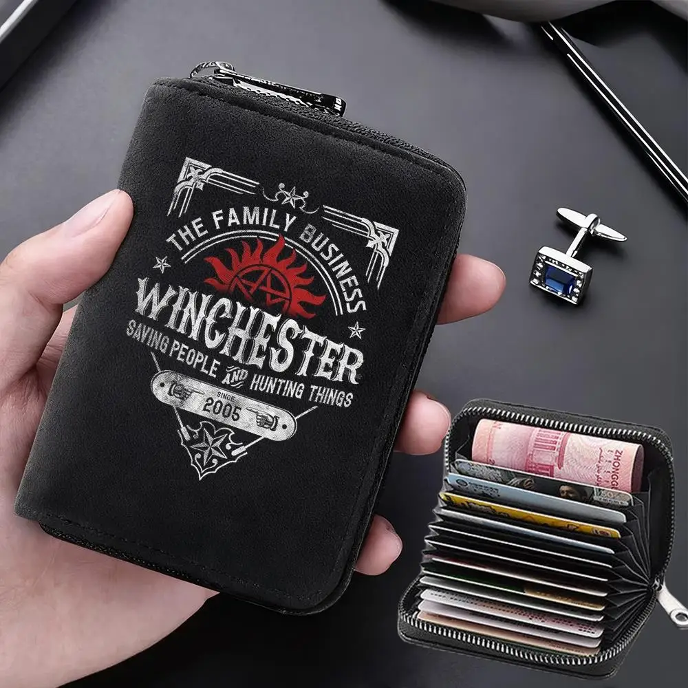 Многофункциональная сумка для карт «Сверхъестественное», держатель для кредитных карт с 11 слотами для карт, анти-размагничивающий кошелек, чехол на молнии, кошелек для мужчин