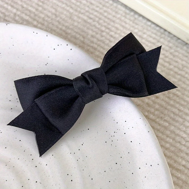 Simple Satin Bow Hairpin, Sweet and Cute Duckbill Clip, Bangs Hairpin, Ladies Dress Up Hair Accessories