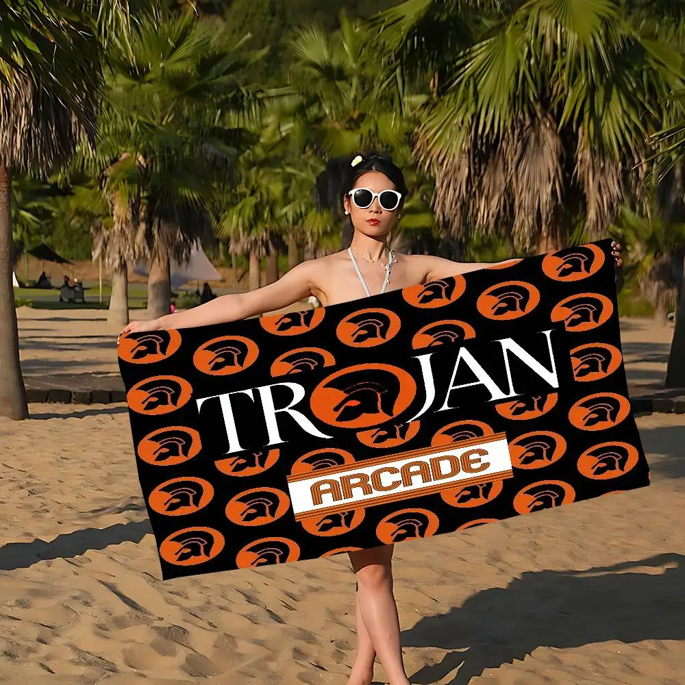 Trojan Records Logo Microfiber Printed Beach Towel Mountain Climbing Yoga Beach Swimming Running Absorbent Soft Towel
