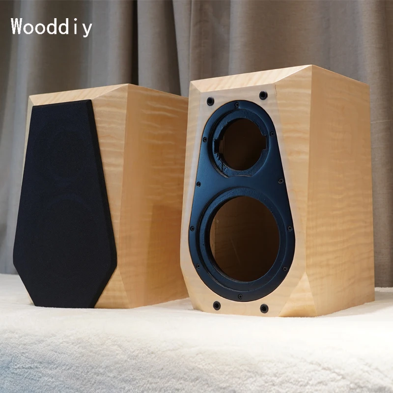 Wooddiy Customize 5 Inch One Pair Empty Speaker Birch Plywood Cabinet Two Way Wood Bookshelf Bevel Acoustic Veneer