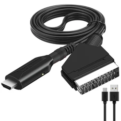 Scart To Hdmi Audio Video Converter Cable 1M Adapter Conversion Cable For HDTV DVD STB Accessories Plug and Play