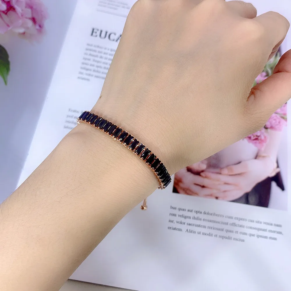Hippie Colorfu Crystal Tennis Bracelets for Men Women Luxury Iced Out Cubic Zirconia Adjustable Bracelet On Hand Rock Jewelry