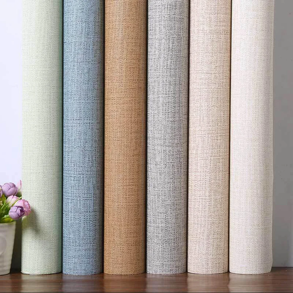 

Linen PVCwallpaper For Cabinets Home Decor Self Adhesive Wallpaper Bedroom Living Room Solid Colour Waterproof Contact Paper