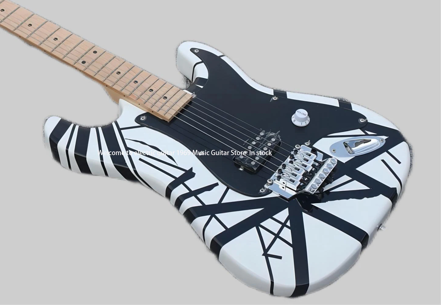 In stock hot EddieVan Halen Guitar Heavy reliant Electric Guitar white and black colorsReal reflectors beautiful and