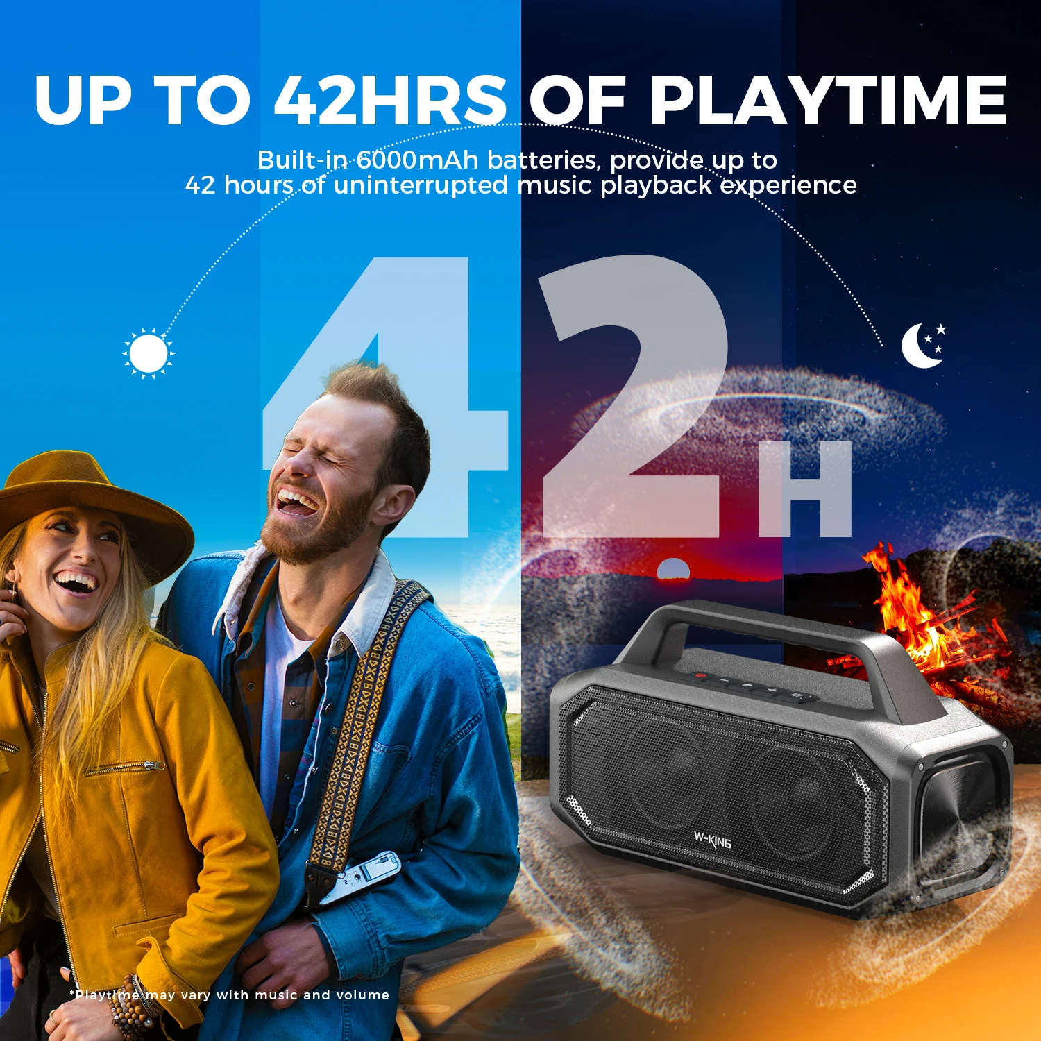 BT261 Portable Bluetooth Speaker - 80W, IPX6 Waterproof, Bass Boost