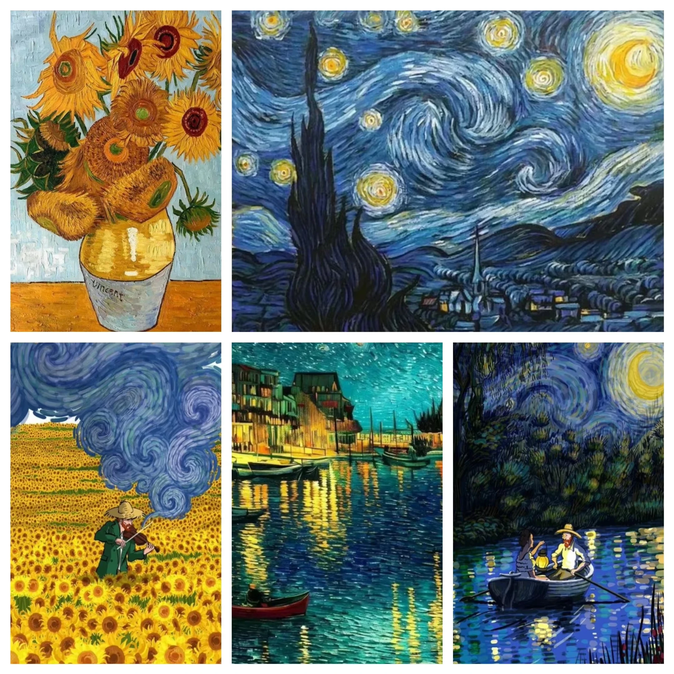 

Jigsaw Puzzle 500 1000 1200 2000pcs Van Gogh Starry Night And Sunflowers Masterpiece For Adults Stress Relief Puzzle Fun Present