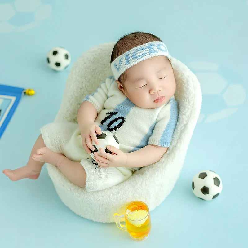 Baby Photography Ball Prop Football Basketball Felt Baseball Shoot Decoration Sport Style neonato Prop accessori da Studio per neonati