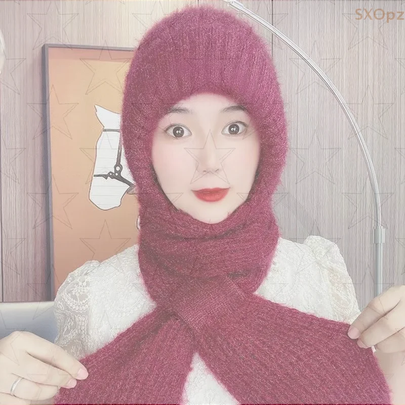

Korean Winter Fashion Ear Protection And Neck Protection Knitted Hat For Women
