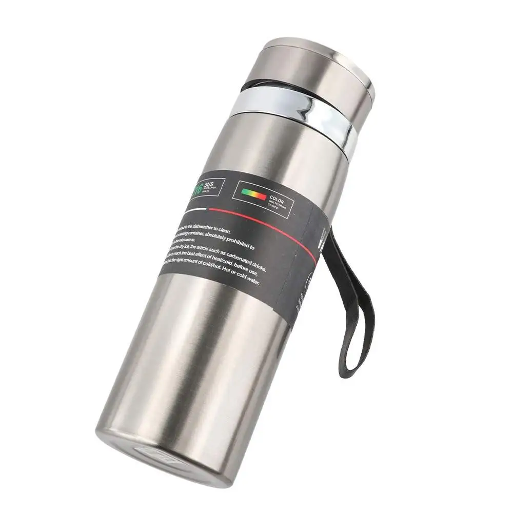 800/1000ML Thermal Water Bottle Double Layer Large-capacity Vacuum Flask with Hanging Rope Anti-slip Bottom 'Insulated Cup Car