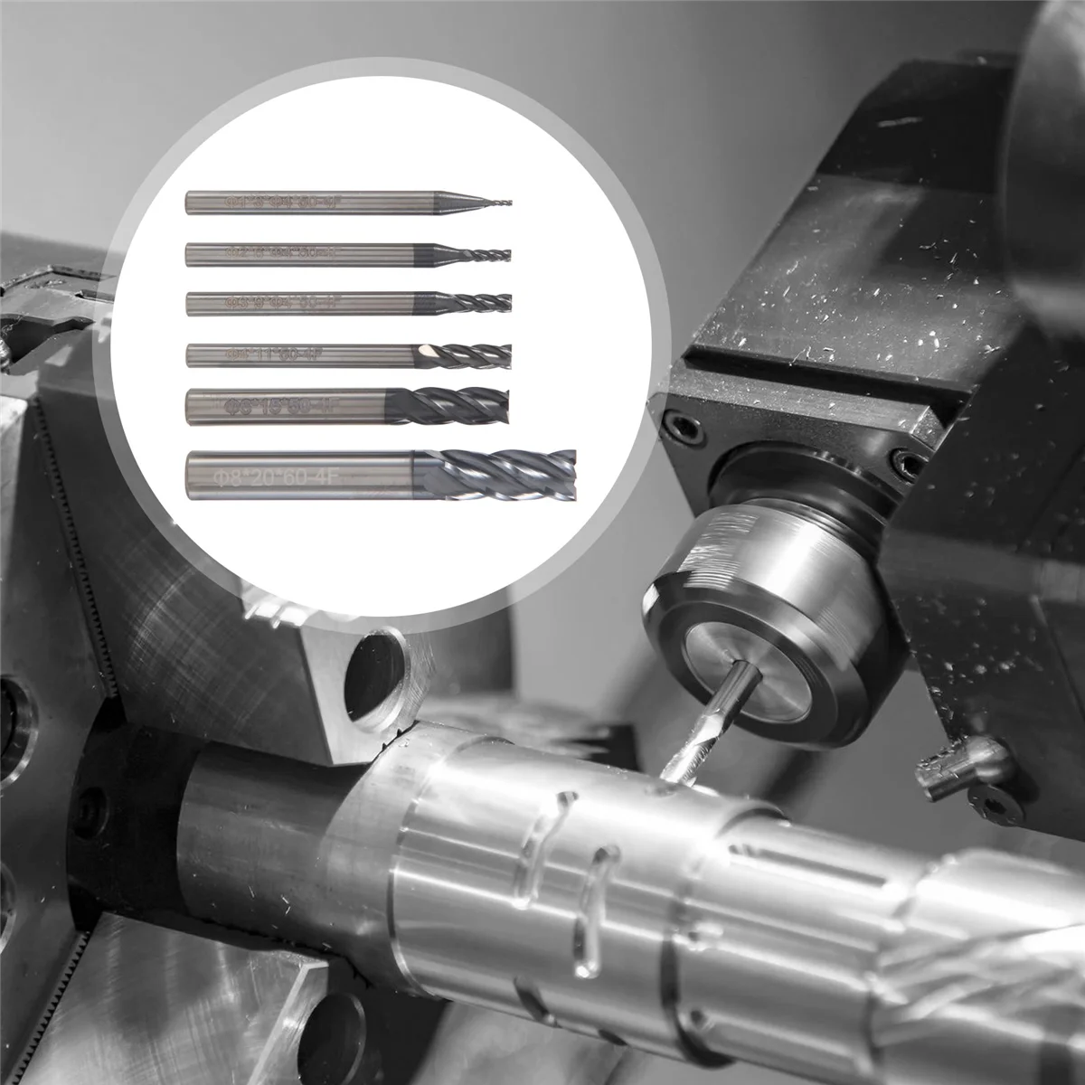 

ABKM 6 шт. 4 канавки Набор концевых фрез для стали Квадратный твердосплавный фрезерный станок с ЧПУ Спиральные фрезы диаметром (1 2 3 4 6 8 мм)