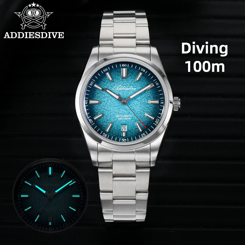 

ADDIESDIVE NEW Men's Watch Luminous Calendar Automatic Mechanical Watches for Men Stainless Steel Waterproof Gradient Wristwatch