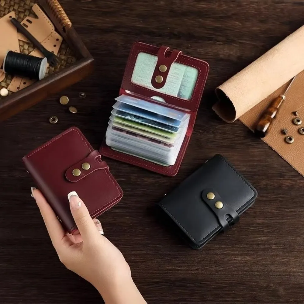 

Retro High-capacity Card Case PU Leather Unisex Business Card Holder 30 Bits Card Bag Women