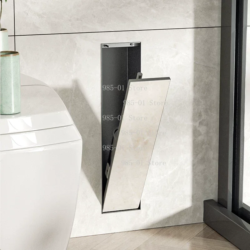 In-wall Hidden Bathroom Niche Stainless Steel Recessed Toilet Brush Storage Rack