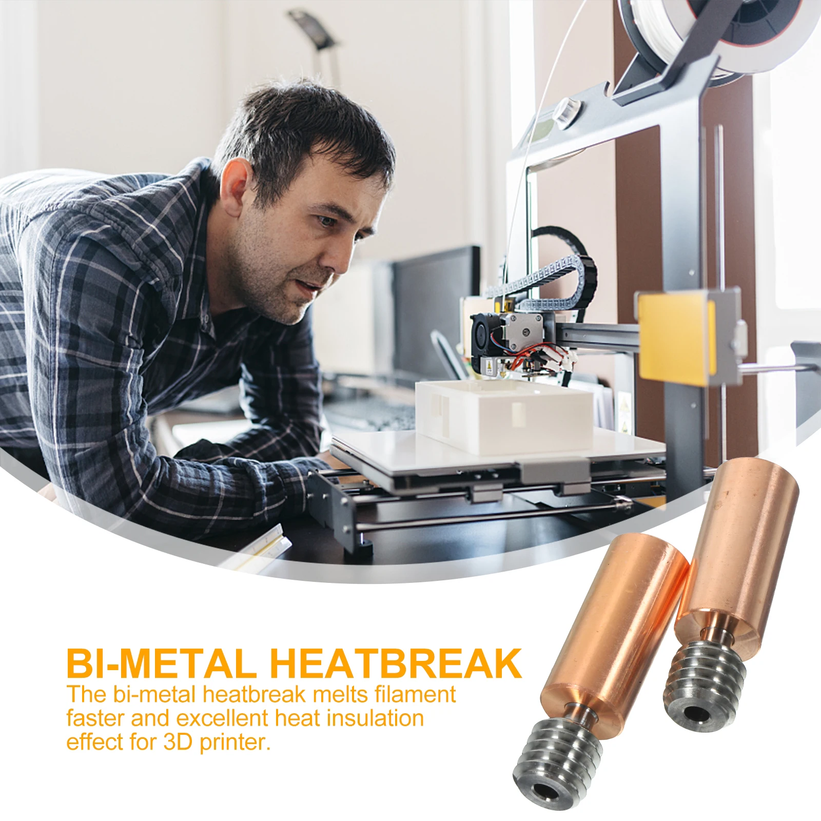 

2pcs Bi-Metal Heatbreak Throat Tube Printer Accessories Smooth Heat Insulation 3D Printing Parts For 3D Printers