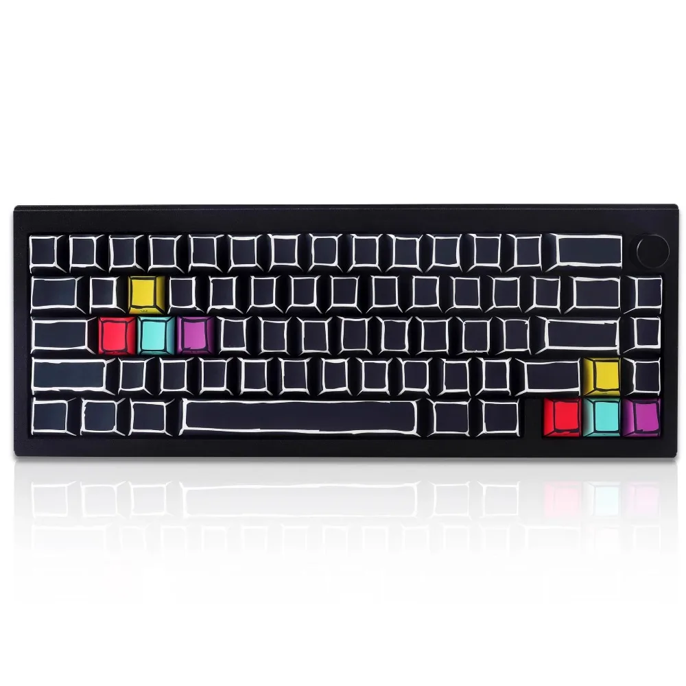 Sketch Theme Keycap Set 124key PBT Side Engraving Backlit Keyboard Cap Cherry Profile Gaming KeyCap for Mechanical Keyboard