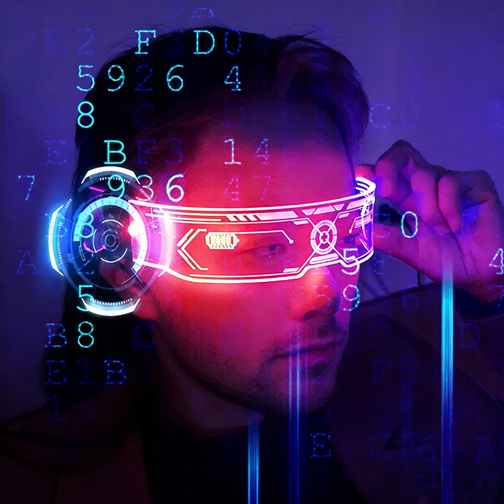 7 ألوان متوهجة مضيئة LED نظارات وامضة ضوء الاكريليك ضوء النيون نظارات الحفلات Cyberpunk مستقبلية لزينة النادي