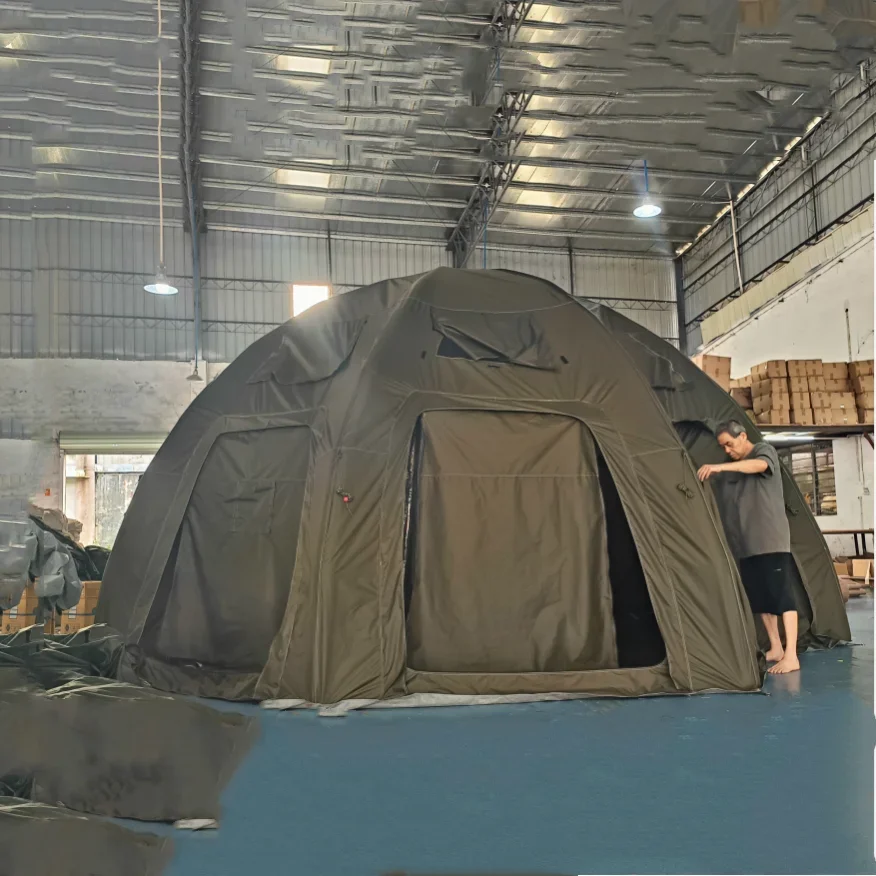 Round Green Inflatable automatic Mobile Glamping Outdoor Camping Tent