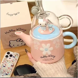 2024 Gorąca wyprzedaż Sanrio Anime Ceramiczny imbryk Kubek Urocza kreskówka Hello Kitty Zestaw kubków na wodę Wysokiej jakości prezent świąteczny dla dziewczynki w domu