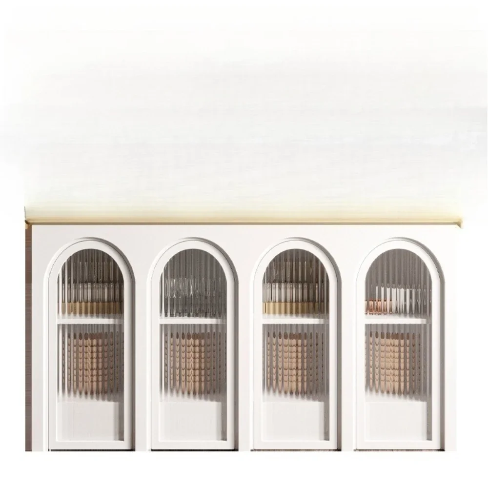 

French retro solid wood porch cabinet household entry partition cabinet American living room decorative locker light luxury