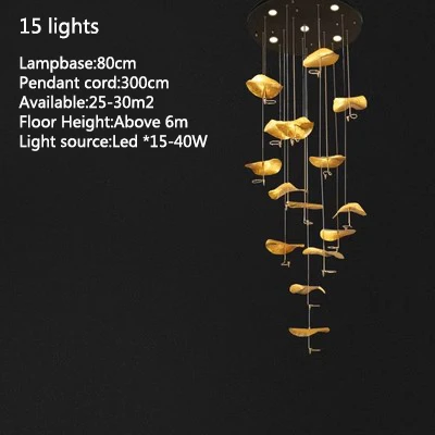 Loft Nordic LED lotus Plafondkroonluchter voor woonkamer keuken koper Hangende hanglamp lamp Slaapkamer kinderkamer