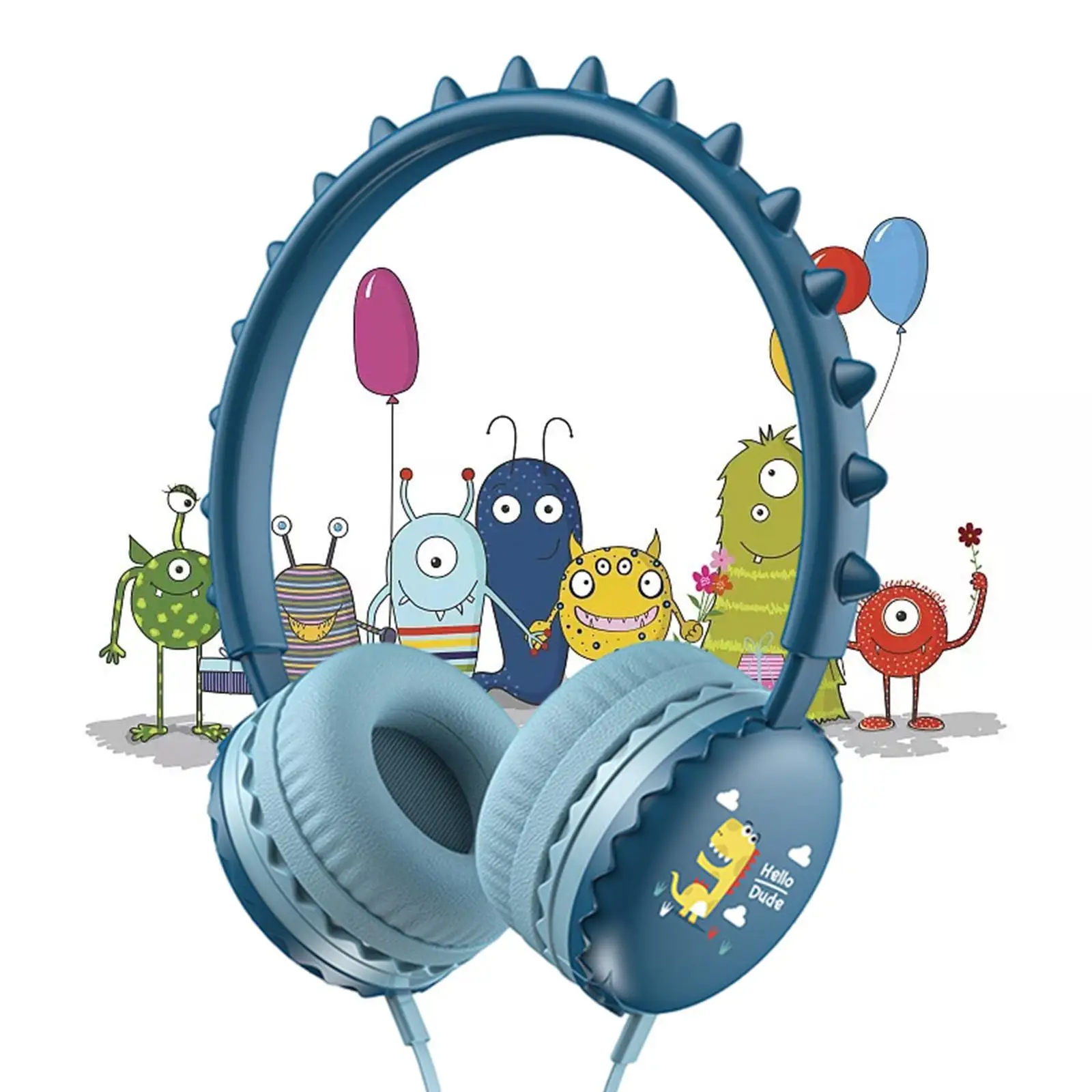 Cute Dinosaur Kid Headphones On-Ear Cartoon Headset for Child Tablet Teens