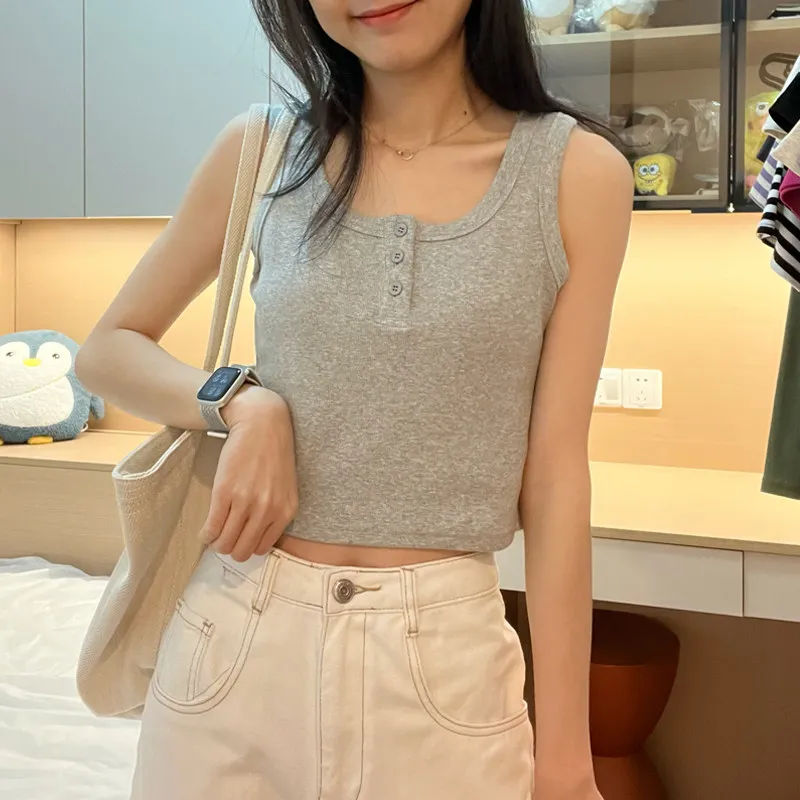 Summer New Style Short Sleeveless Tank Top Women's Inner Wear Outer Wear Sweet And Spicy Girl Anti Light Beautiful Back Top