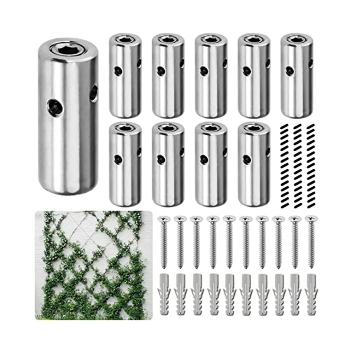 

1 Sets Wire Trellis for Climbing Plants Outdoor, 316 Stainless Steel Fastener, Green Wall Wire Trellis Kit B