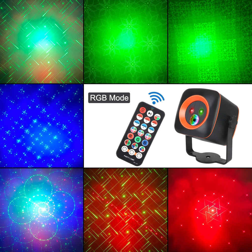 For Party Bar Club Disco DJ Rechargeable LED Stage Light Remote Control RGB Laser Projector Lamp Strobe Lights Sound Activated