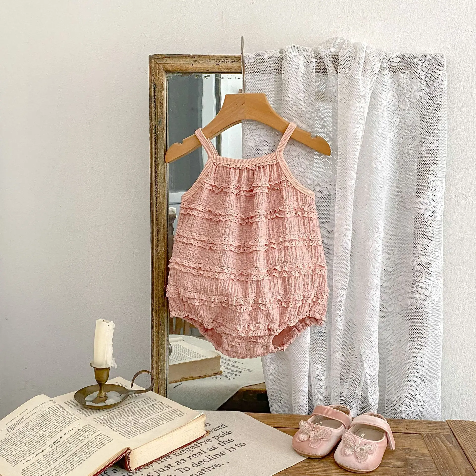 

Baby Clothes Summer Outfit Super Cute Cow Louver Lace Suspender Climbing Suit for Female Baby Summer Princess Jumpsuit