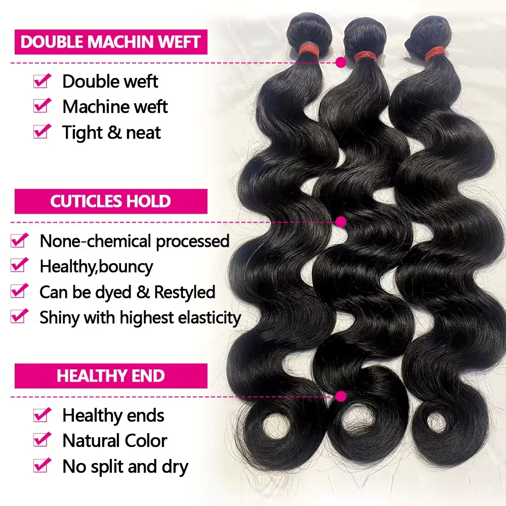 Fasci di capelli umani da 30 fasci di onde del corpo da 32 pollici fasci di capelli grezzi al 100% 16A fasci di capelli umani al 100% fasci di consegna in 3-5 giorni di capelli umani