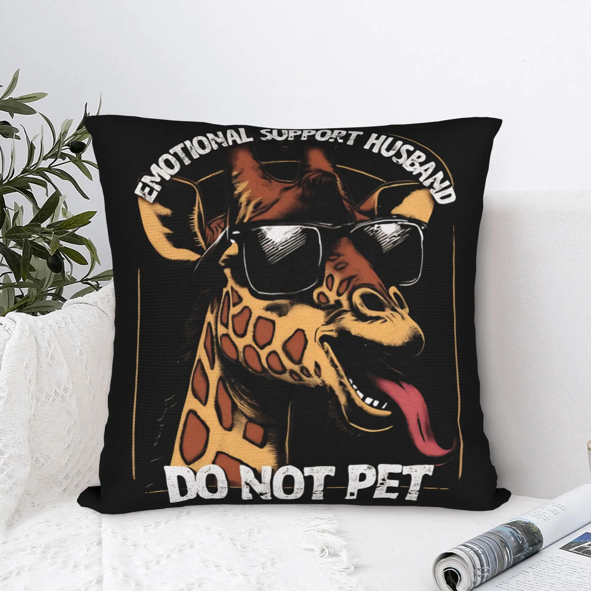 EMOTIONAL SUPPORT HUSBAND DO NOT PET Pillow Cover  Comfy Cushion Cover Retro Trendy Pillow Case For Sofa Car Home Decor