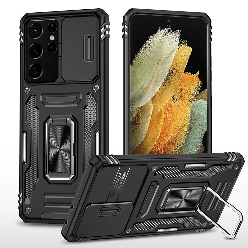 Vanuoxin Case For Samsung S24 S23 S22 Ultra Plus Armor Shockproof Case Finger Ring Car Adsorption Case for Samsung S22 S23 Plus