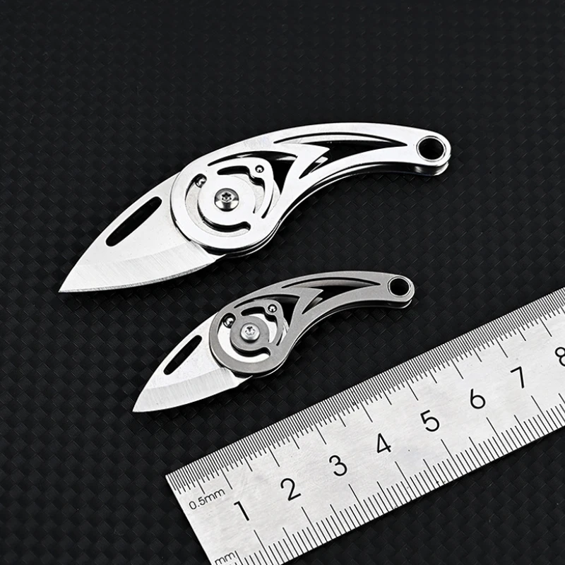 Titanium Alloy Mini Folding Knife High Hardness D2 Steel Sharp Knife With Keychain Pendant Disassembly Express Open Box EDC Tool