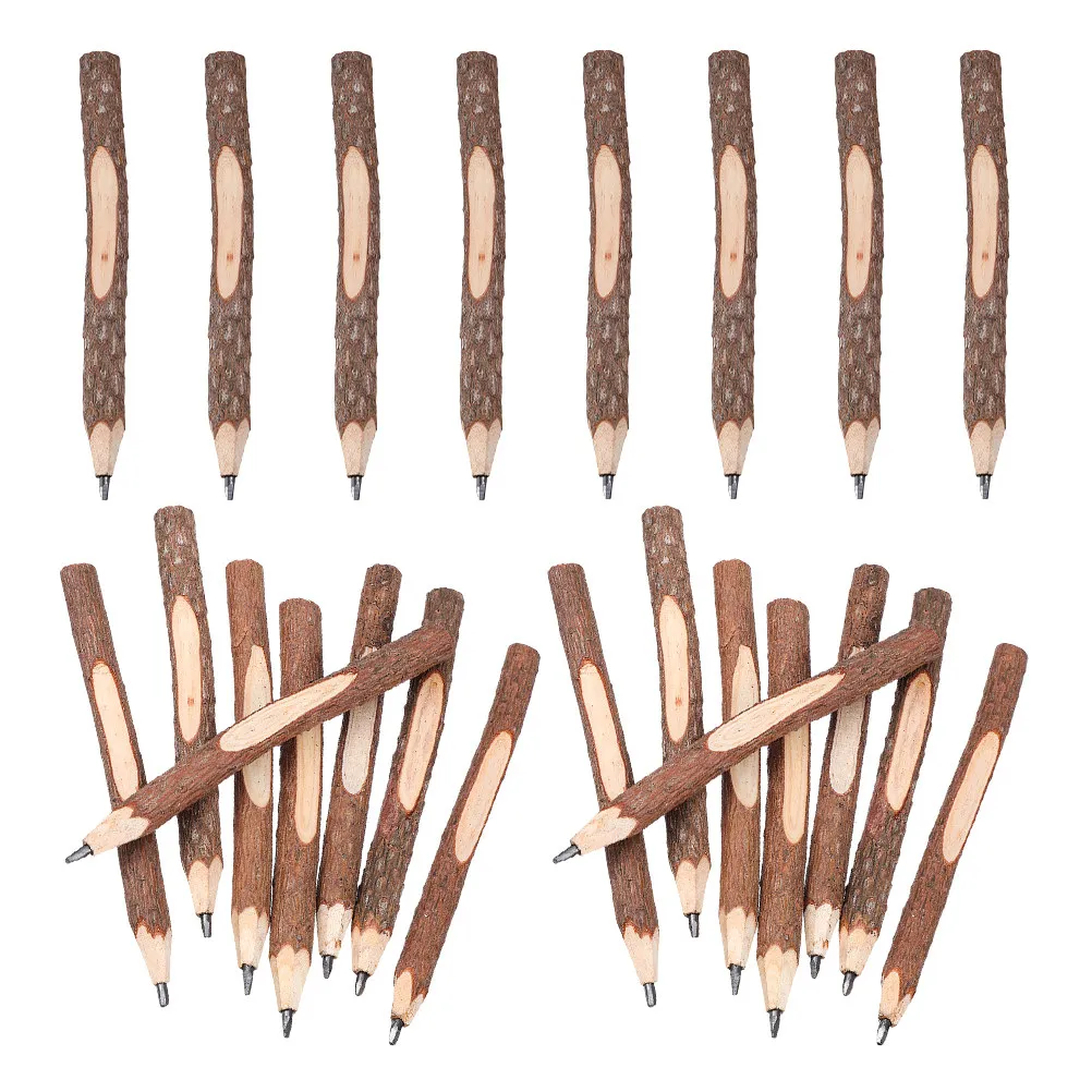 24Pcs Woodland Twig Pencils Natural Branch Pencils with Bark Finish Smooth Writing Performance for Nature Lovers Adults